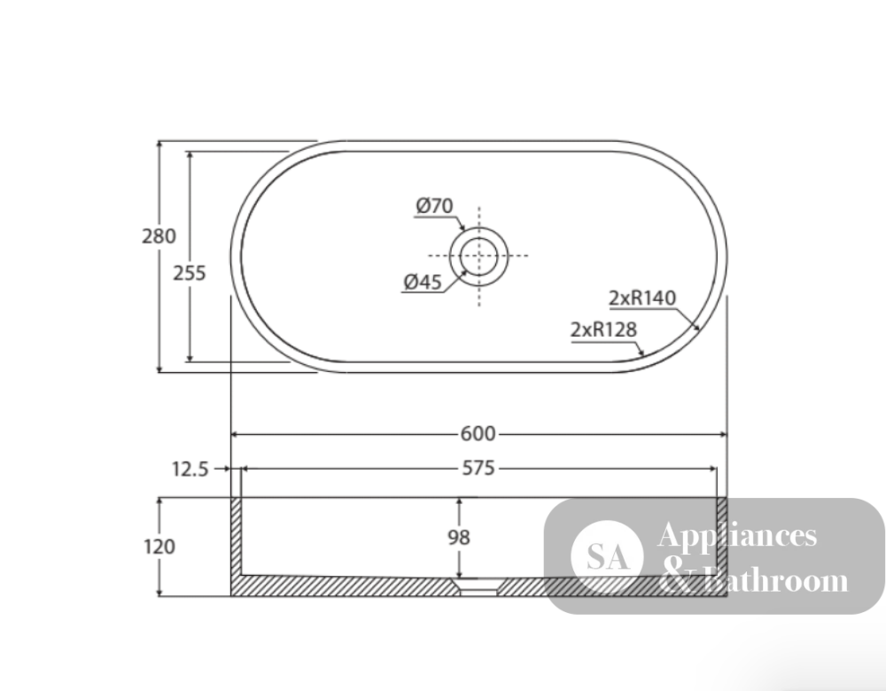 Fienza RB013W Jada Pill Concrete Above Counter Basin Warm White - Basins