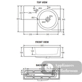 Fienza RB039R Reba Right Bowl Wall Basin No Tap Hole - Basins