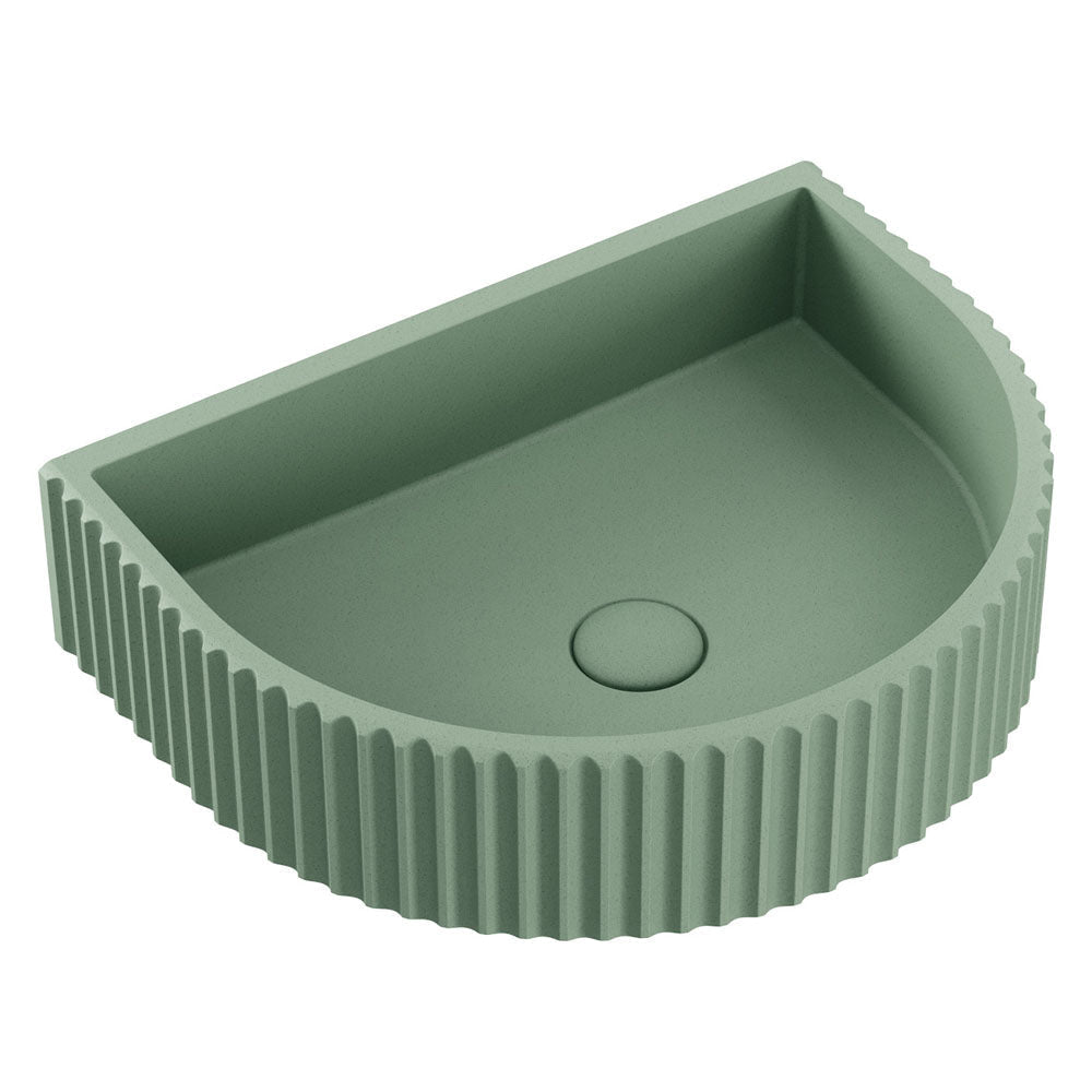 Fienza RB078SG Valentina Fluted Arch Concrete Wall Basin Sage - Basins