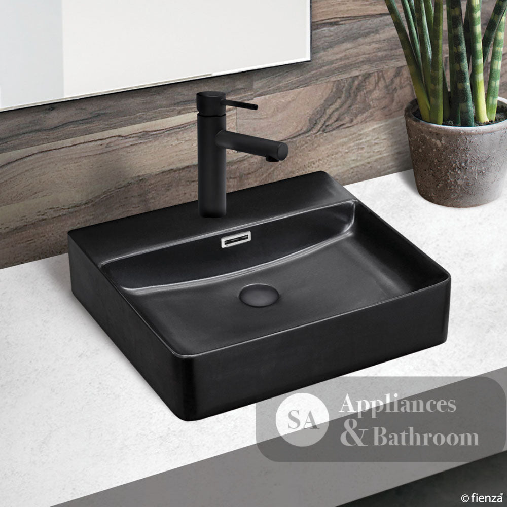 Fienza RB2173B Petra Above Counter 1 Tap Hole Ceramic Basin Matte Black - Basins