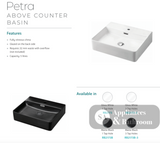 Fienza RB2173B Petra Above Counter 1 Tap Hole Ceramic Basin Matte Black - Basins