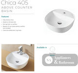 Fienza RB2201 Chica 405mm Above Counter Ceramic Basin White - Basins