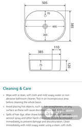 Fienza RB2202 Chica 500mm Above Counter Ceramic Basin White - Basins