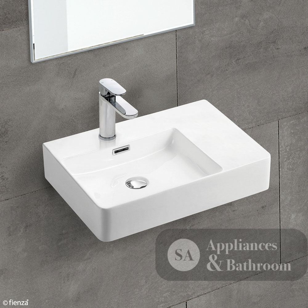 Fienza RB2223L Petra Wall Hung 1 Tap Hole Basin Left Hand White - Basins