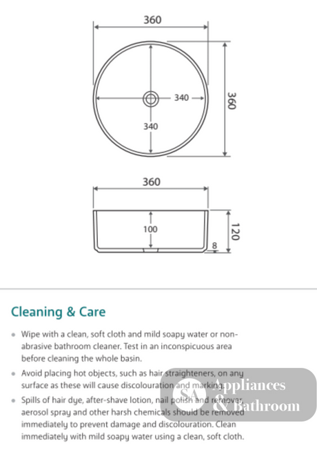 Fienza RB3134 Reba Above Counter Ceramic Basin Gloss White - Basins