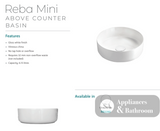 Fienza RB3280MK Reba 310mm Basin Mini Above Counter Matte Khaki - Basins