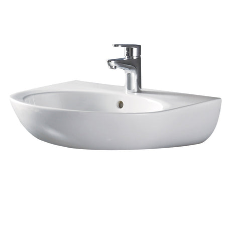 Fienza RB379 Stella Care Ceramic Gloss White Wall Basin No Shroud One Tap Hole - Basins