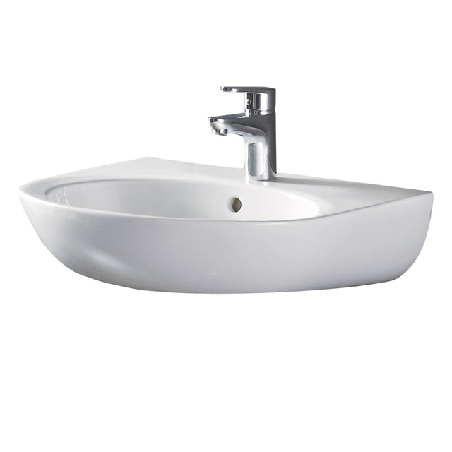 Fienza RB379 Stella Care Ceramic Gloss White Wall Basin No Shroud Three Tap Holes - Basins