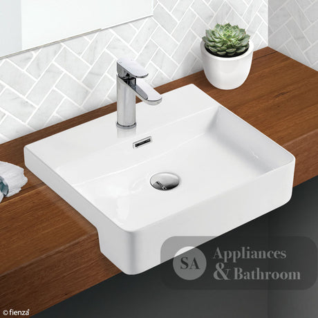 Fienza RB4044 Petra 1 Tap Hole Semi Recessed Basin White - Basins