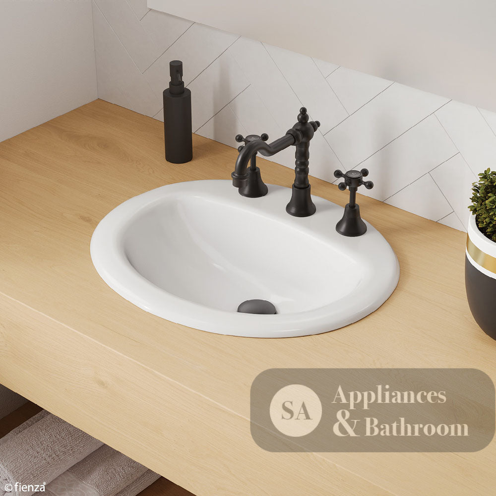 Fienza RB405-3 Stella Inset Basin 3 Tap Holes White - Basins
