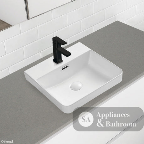 Fienza RB4063 Petra 1 Tap Hole Semi Inset Basin White - Basins
