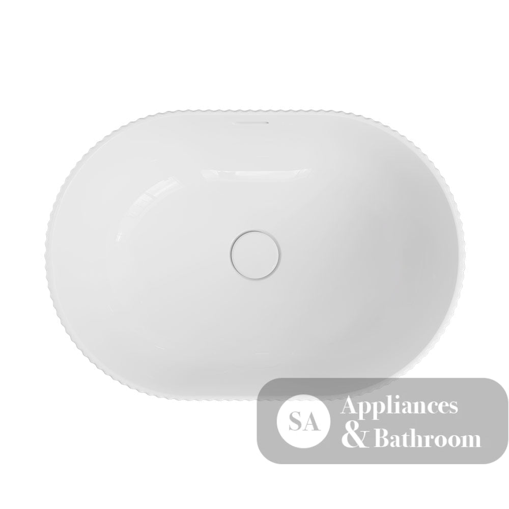 Fienza RB469 Eleanor Oval Semi Inset Basin with Overflow Gloss White - Basins