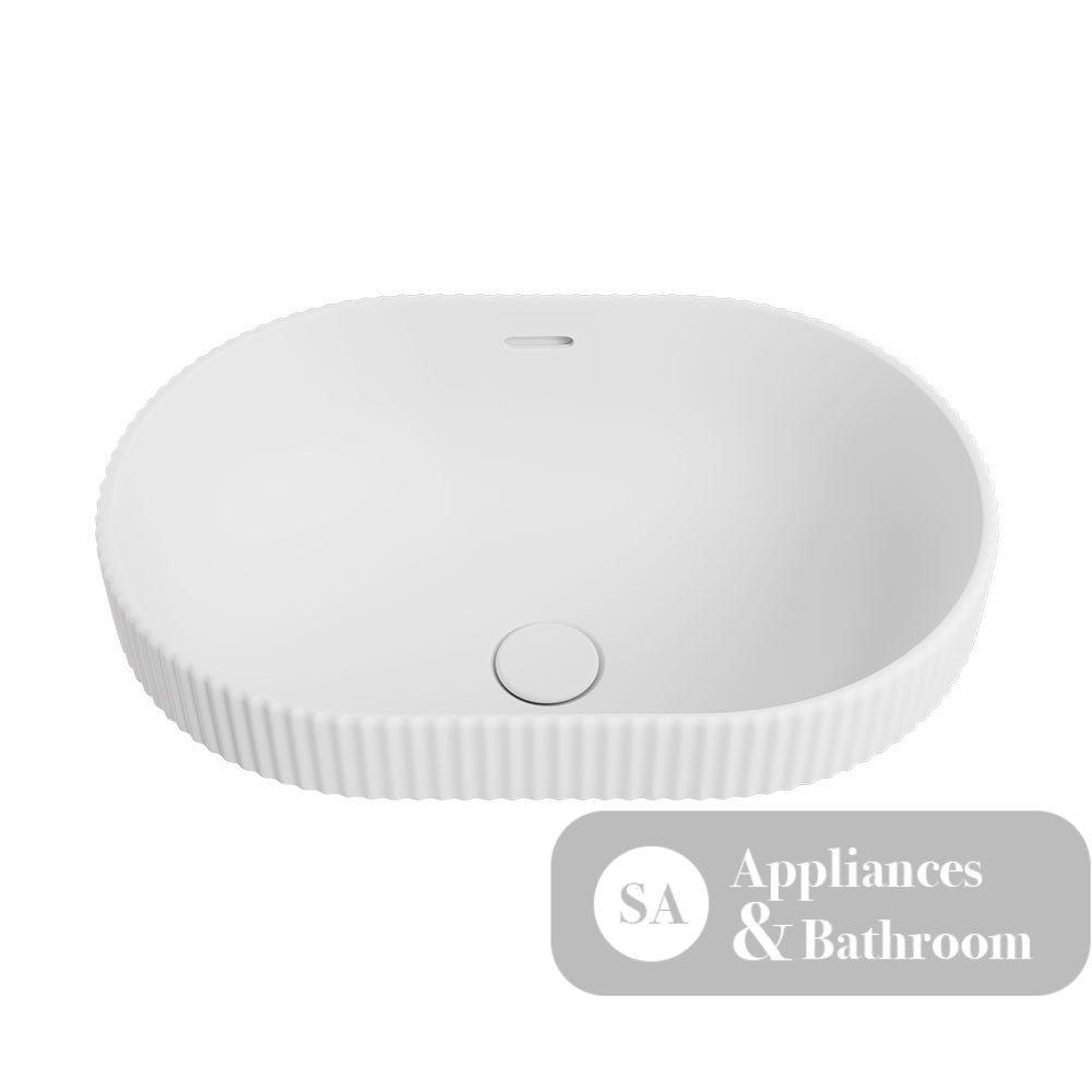 Fienza RB469MW Eleanor Oval Semi Inset Basin with Overflow Matte White - Basins