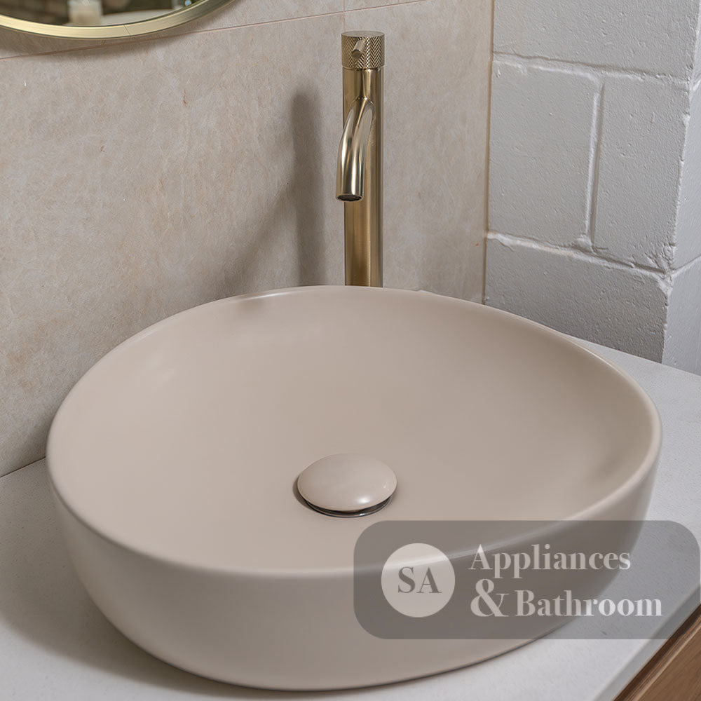 Fienza RB486MK Pebble Small Above Counter Basin Matte Khaki - Basins