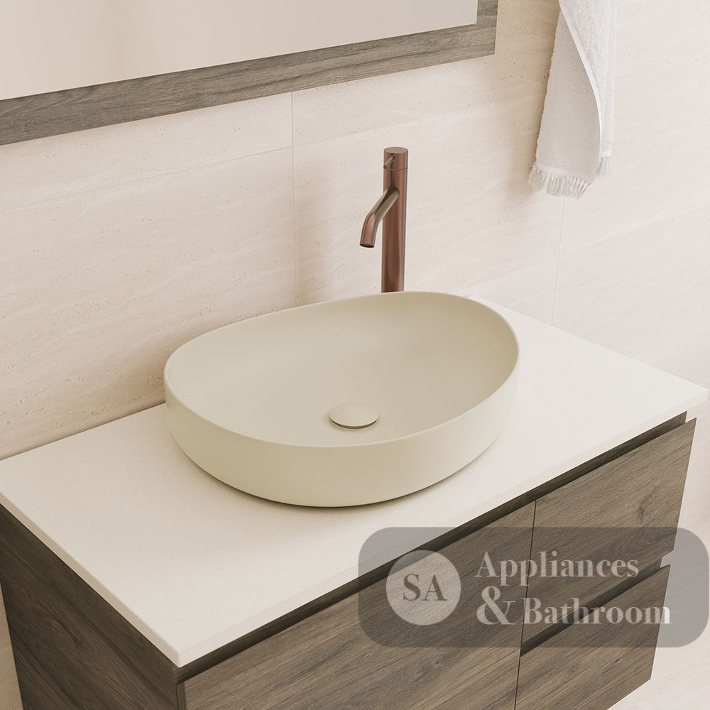 Fienza RB487MK Pebble Medium Above Counter Basin Matte Khaki - Basins