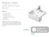 Fienza RB5050 Petra Semi Recessed 1 Tap Hole Mini Basin White - Basins