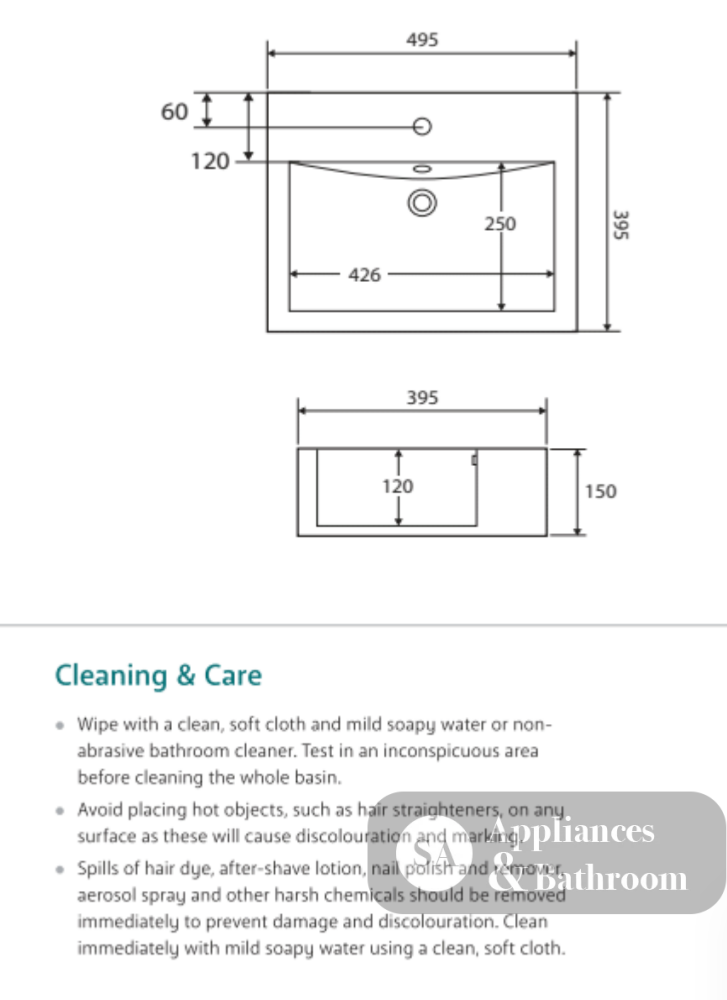 Fienza RB7033 Willow 1 Tap Hole Above Counter Basin Gloss White - Basins