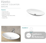 Fienza RB814 Keeto Above Counter Ceramic Basin White - Basins