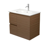 Fienza ROT75WAL Rotondo Edge Walnut 750 Wall Hung Vanity Left Drawers
