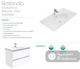 Fienza ROT90RW Rotondo Alina White 900 Wall-Hung Vanity - Vanity Units