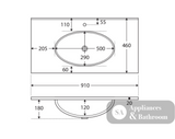 Fienza Rotondo Hampton Rot90T 900Mm White Wall Hung Vanity Unit - Special Order Units