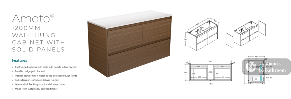 Fienza Rotondo ROT120NBW 1200mm Wall Hung Vanity - Vanity Units