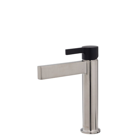 Fienza Sansa Basin Mixer - Brushed Nickel - Brushed Nickel / Matte Black Handle - Basin Mixer