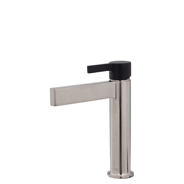 Fienza Sansa Basin Mixer - Brushed Nickel - Brushed Nickel / Matte Black Handle - Basin Mixer