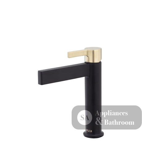 Fienza Sansa Basin Mixer - Matte Black - Matte Black / Urban Brass Handle - Basin Mixer
