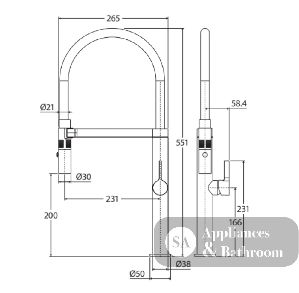 Fienza Sansa Pull Down Sink Mixer - Brushed Nickel - Kitchen Mixer Taps