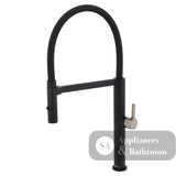 Fienza Sansa Pull Down Sink Mixer - Matte Black - Matte Black / Brushed Nickel Handle - Kitchen Mixer Taps