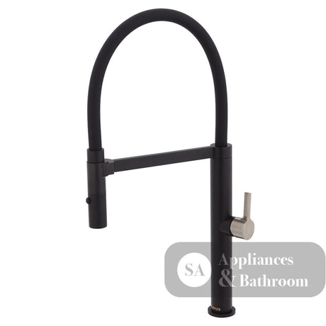 Fienza Sansa Pull Down Sink Mixer - Matte Black - Matte Black / Brushed Nickel Handle - Kitchen Mixer Taps