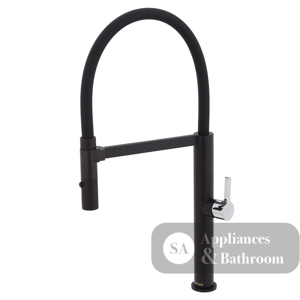 Fienza Sansa Pull Down Sink Mixer - Matte Black - Matte Black / Chrome Hanndle - Kitchen Mixer Taps