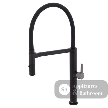 Fienza Sansa Pull Down Sink Mixer - Matte Black - Matte Black / Gunmetal Grey Handle - Kitchen Mixer Taps