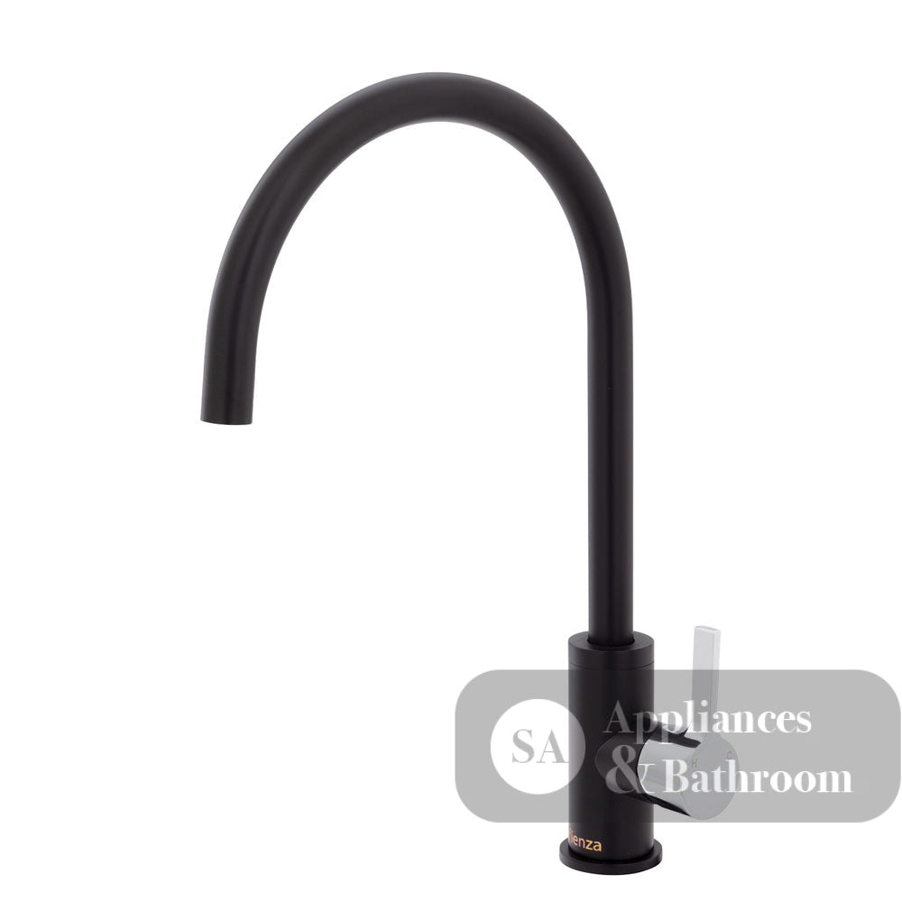 Fienza Sansa Sink Mixer - Matte Black - Matte Black / Chrome Handle - Kitchen Mixer Taps
