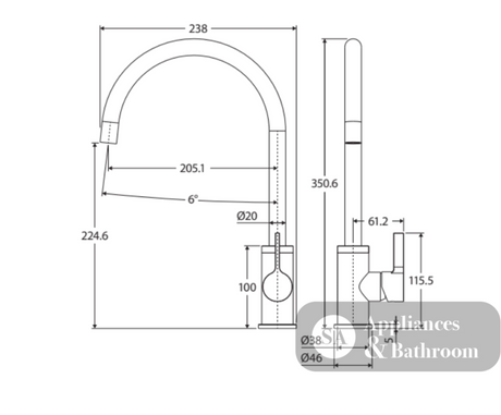 Fienza Sansa Sink Mixer - Matte Black - Kitchen Mixer Taps