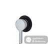 Fienza Sansa Small Round Plate Wall Mixer - Chrome - Chrome / Matte Black Backplate - Wall Mixer