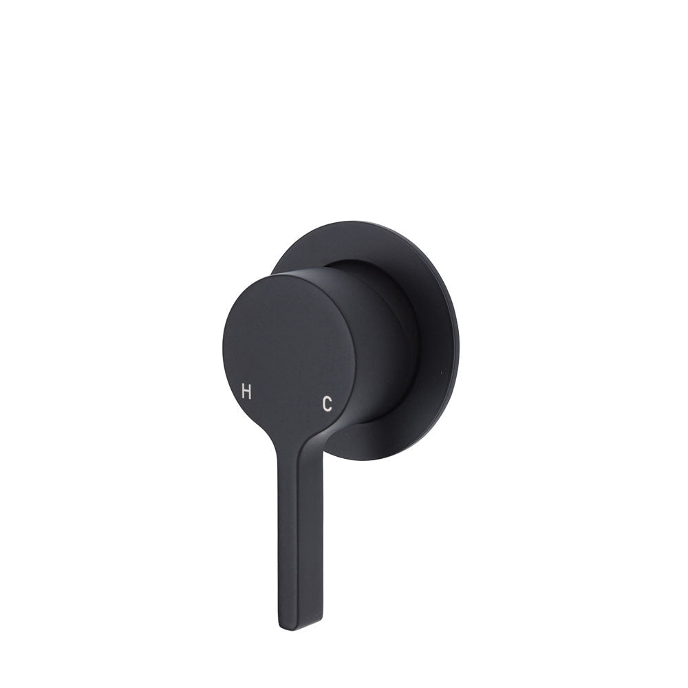 Fienza Sansa Small Round Plate Wall Mixer - Matte Black - Matte Black - Wall Mixer