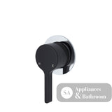 Fienza Sansa Small Round Plate Wall Mixer - Matte Black - Matte Black / Chrome Backplate - Wall Mixer