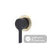 Fienza Sansa Small Round Plate Wall Mixer - Matte Black - Matte Black / Urban Brass Backplate - Wall Mixer
