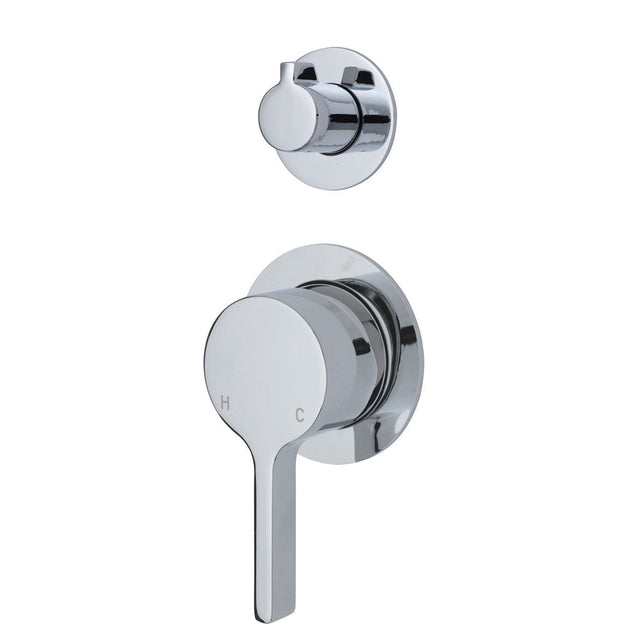 Fienza Sansa Small Round Plates Wall Diverter Mixer - Chrome - Chrome - Wall Mixer Diverter