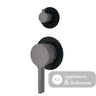 Fienza Sansa Small Round Plates Wall Diverter Mixer - Gunmetal Grey - Gunmetal Grey / Matte Black Backplate - Wall