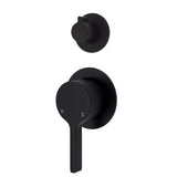 Fienza Sansa Small Round Plates Wall Diverter Mixer - Matte Black - Matte Black - Wall Mixer Diverter