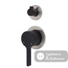 Fienza Sansa Small Round Plates Wall Diverter Mixer - Matte Black - Matte Black / Brushed Nickel Backplate - Wall Mixer