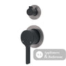 Fienza Sansa Small Round Plates Wall Diverter Mixer - Matte Black - Matte Black / Gunmetal Grey Backplate - Wall Mixer