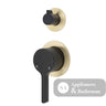 Fienza Sansa Small Round Plates Wall Diverter Mixer - Matte Black - Matte Black / Urban Brass Backplate - Wall Mixer