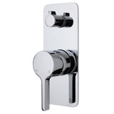Fienza Sansa Soft Square Plate Wall Diverter Mixer - Chrome - Chrome - Wall Mixer Diverter
