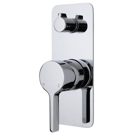 Fienza Sansa Soft Square Plate Wall Diverter Mixer - Chrome - Chrome - Wall Mixer Diverter
