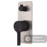 Fienza Sansa Soft Square Plate Wall Diverter Mixer - Matte Black - Matte Black / Brushed Nickel Backplate - Wall Mixer