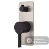 Fienza Sansa Soft Square Plate Wall Diverter Mixer - Matte Black - Matte Black / Brushed Nickel Backplate - Wall Mixer